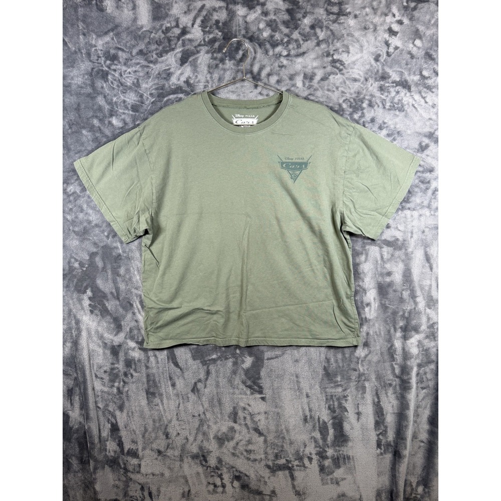 Disney Pixar Cars Lightning McQueen Shirt Mens XL Green Blueprint Graphic Tee